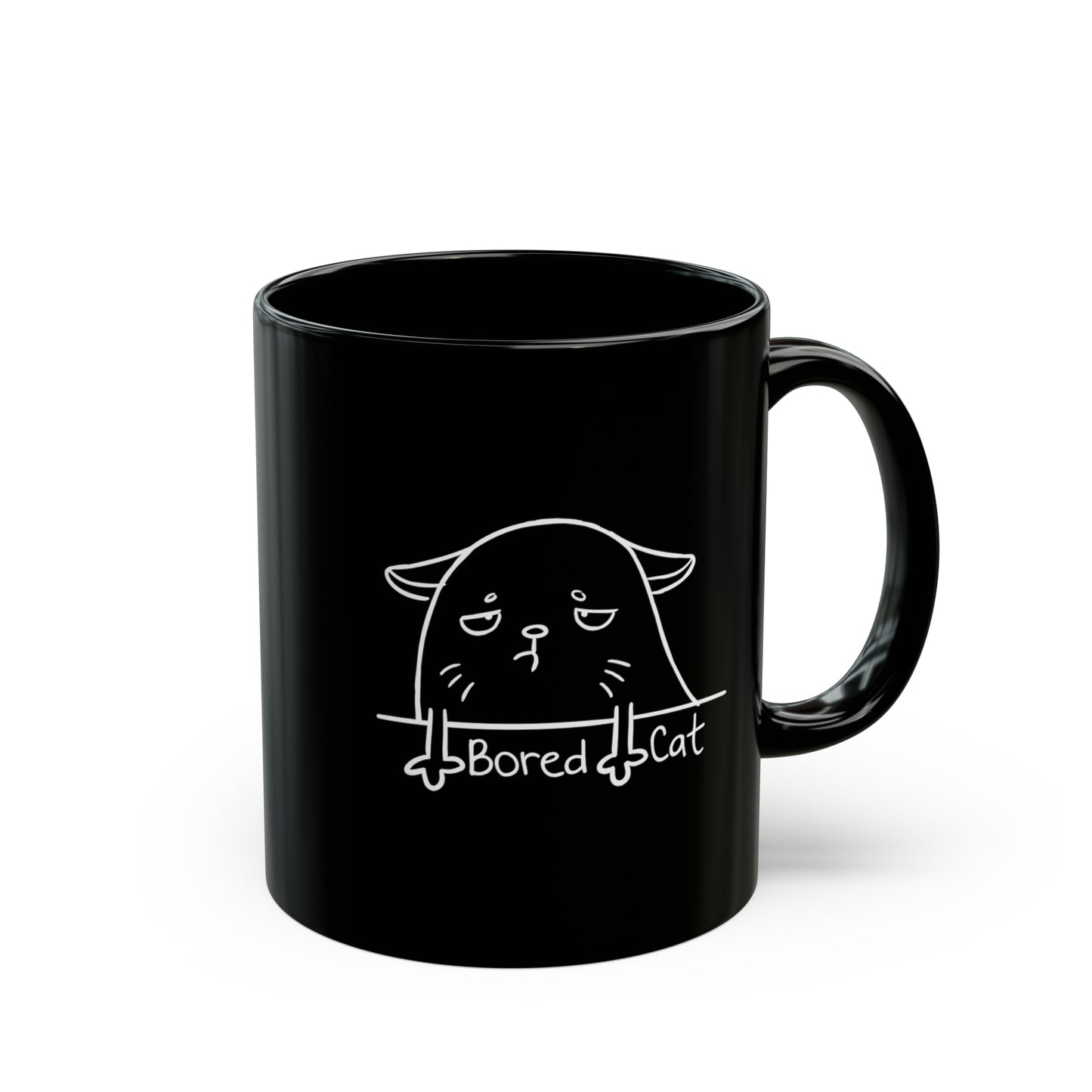 Colección "My Cat’s Purr-sonalities” - Taza Negra Edición “Bored Cat” de 11oz - para Amantes de Mascotas y Gatos - Regalos de Artículos para Beber Café, Té, Chocolate Caliente o Leche