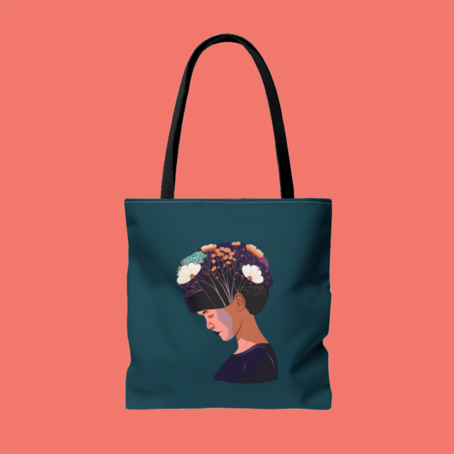 Nature Goddess Tote Bag (AOP) - Whimsical Woman with Blooming Flowers - Floral Beauty - Mother Nature Digital Art