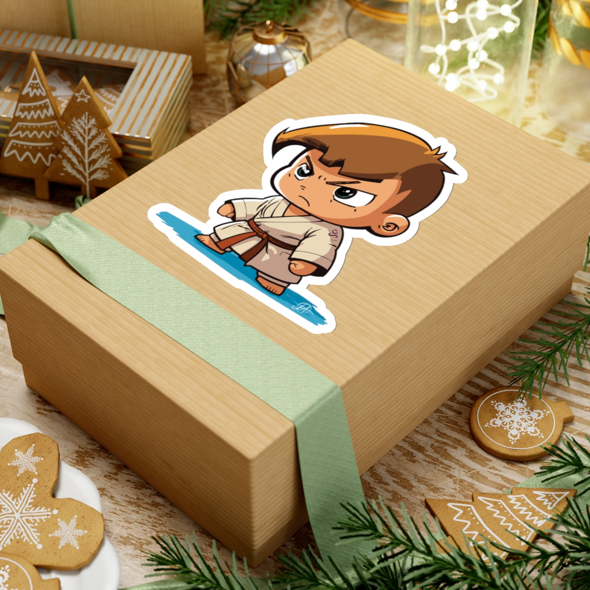 JUDO Kid Brown Belt - Kiss-Cut Vinyl Stickers, Perfect for Dojo Masters & Martial Arts Lovers - Brown hair Judoka