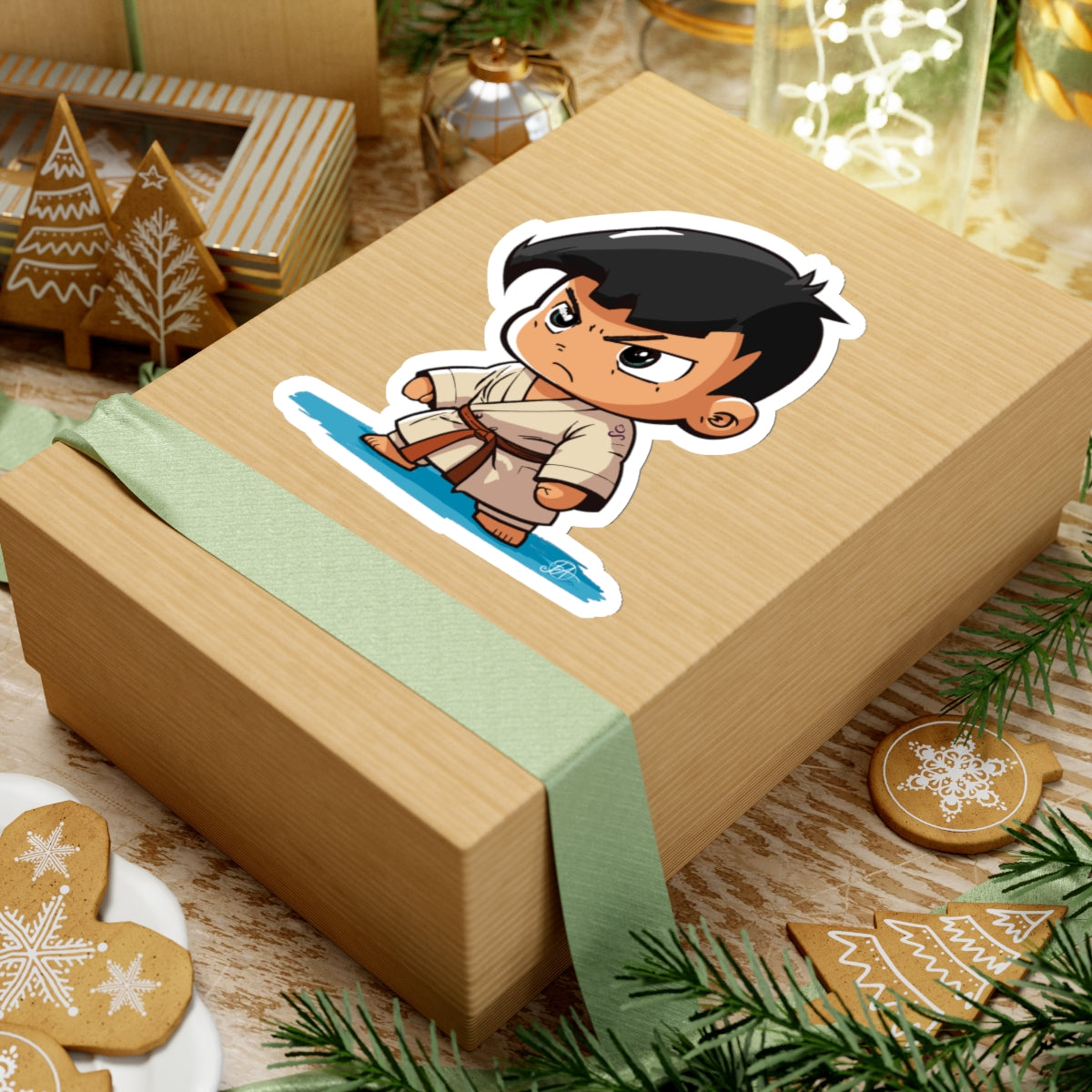 Niño JUDO con Cinturón Marrón - Pegatinas de Vinilo Troquelado, Perfectas para Maestros de Dojo y Amantes de las Artes Marciales - Judoka de Pelo Negro