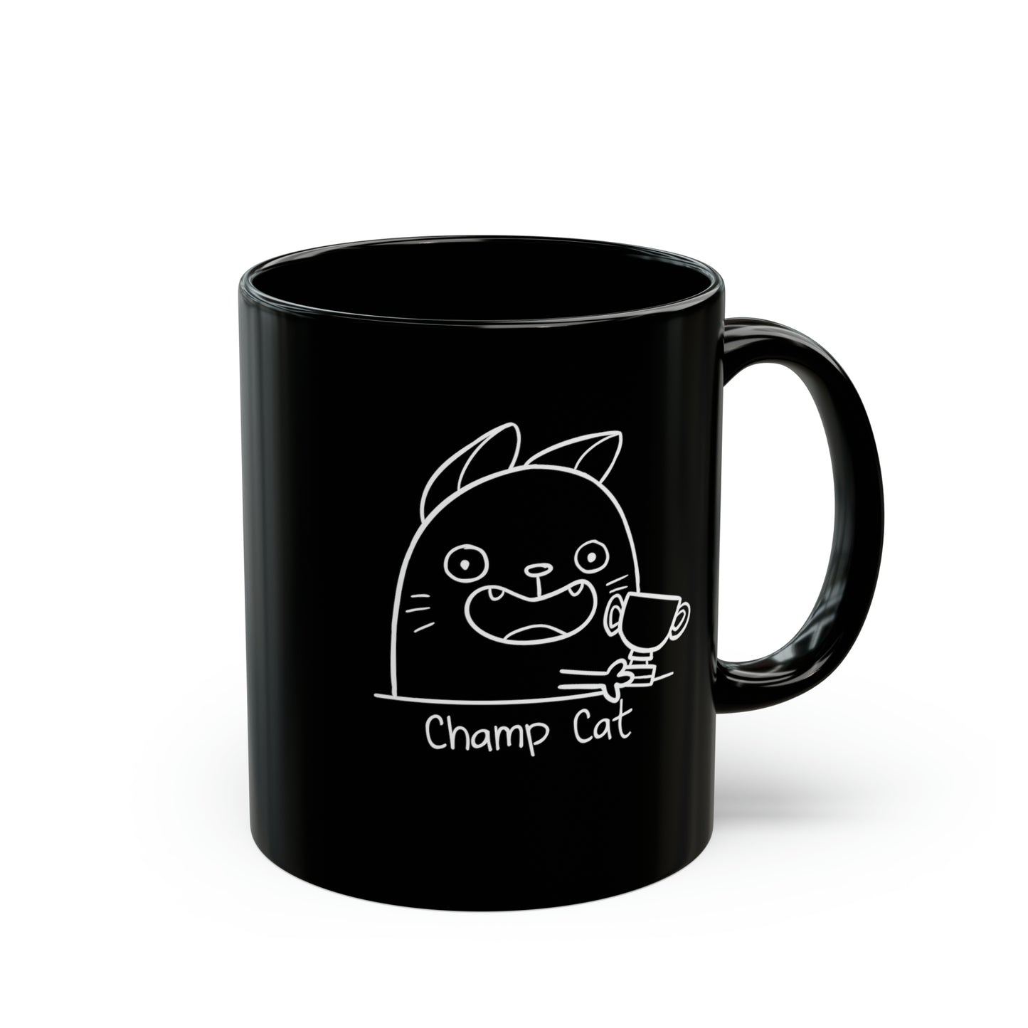 My Cat's Purr-sonalities Collection - Champ Cat 11oz Black Mug - for Pet and Cat Lovers - Drinkware Gifts - Coffee Tea or Milk