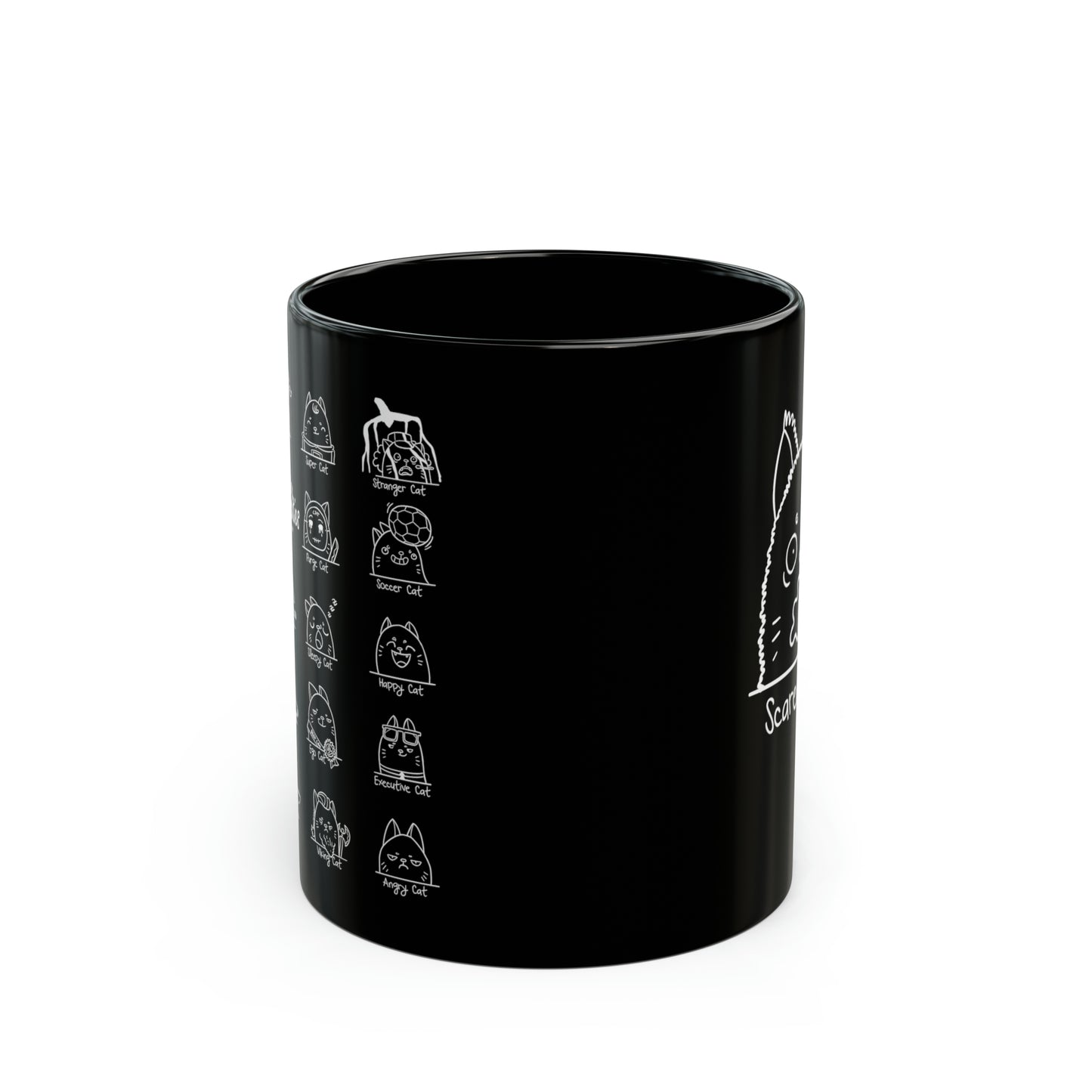 My Cat's Purr-sonalities Collection - Scared Cat 11oz Black Mug - for Pet and Cat Lovers - Drinkware Gifts - Coffee Tea or Milk