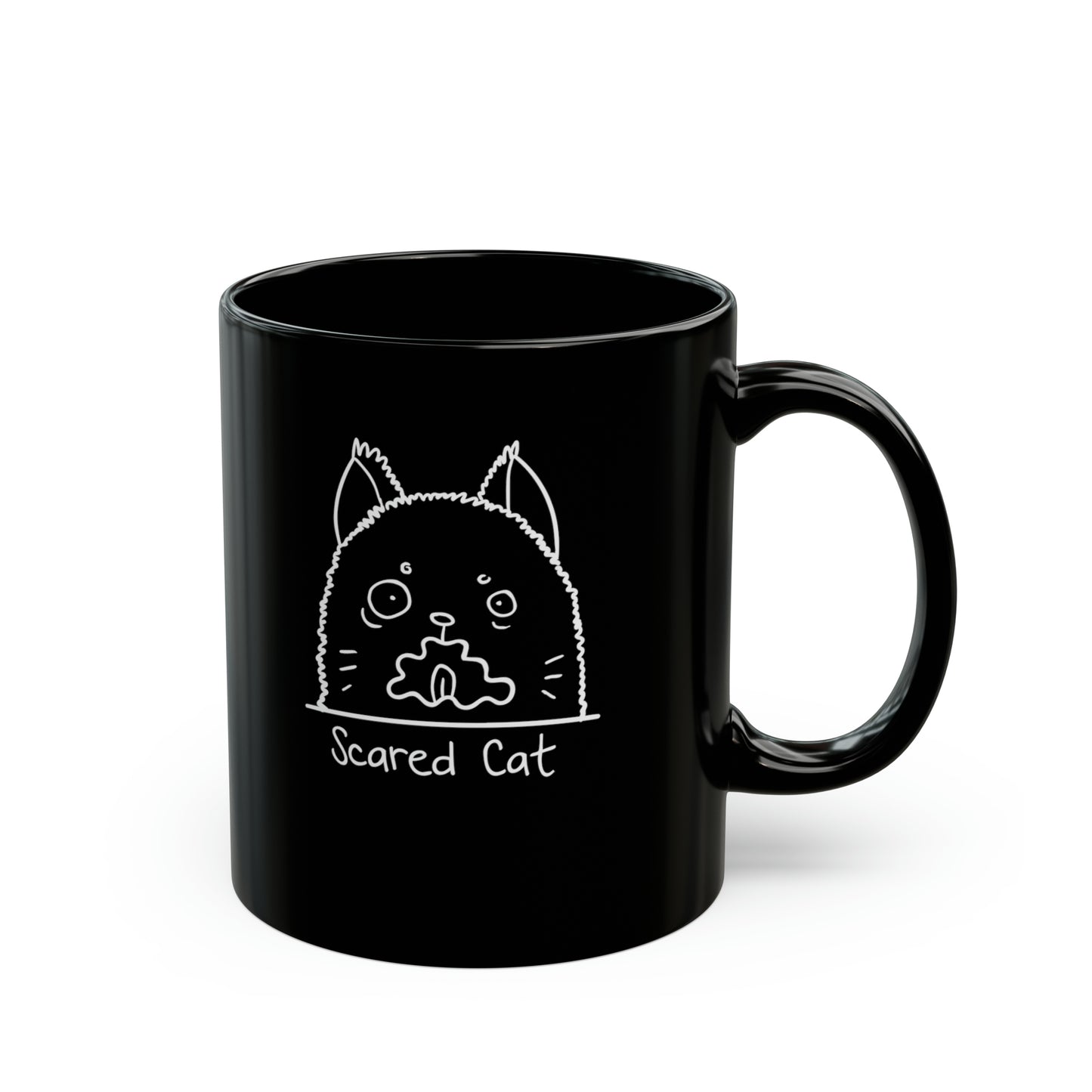 My Cat's Purr-sonalities Collection - Scared Cat 11oz Black Mug - for Pet and Cat Lovers - Drinkware Gifts - Coffee Tea or Milk