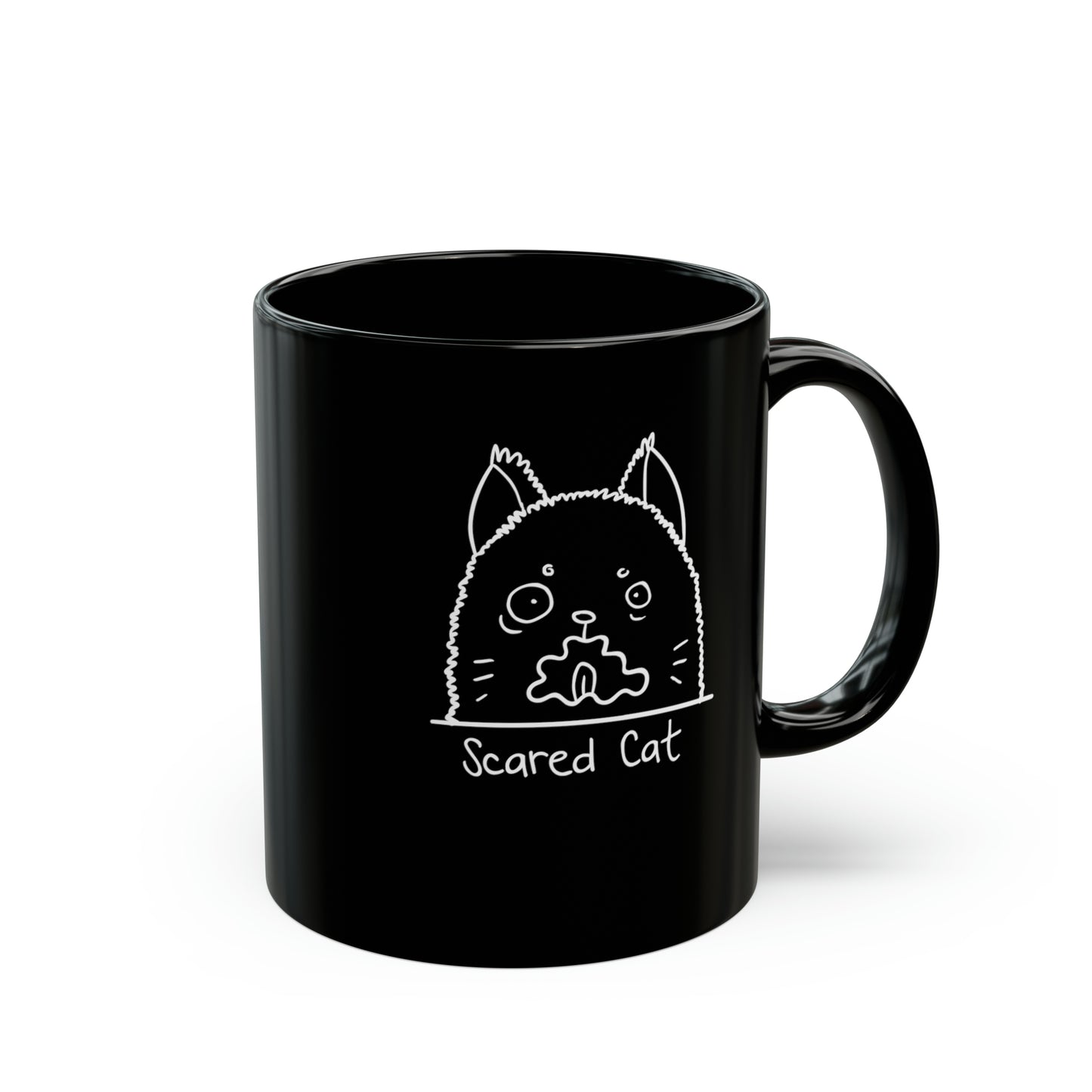 My Cat's Purr-sonalities Collection - Scared Cat 11oz Black Mug - for Pet and Cat Lovers - Drinkware Gifts - Coffee Tea or Milk